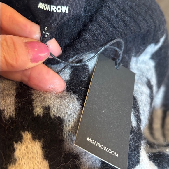 NWT MONROW Wool Alpaca Mock Neck Sweater Grey Geometric HT1117-1 Small - Picture 4 of 7